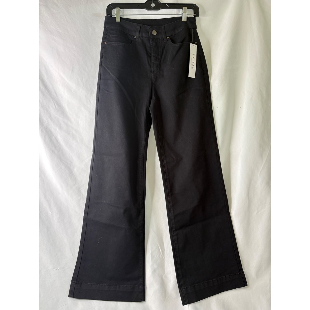 Tribal Fashion Black Wide Leg High Rise Pants Trousers sz 4 Everday Luxury NEW